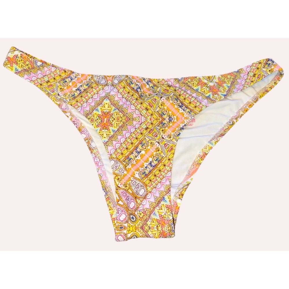 Victorias Secret The Itsy Bikini Bottom Large Pink Yellow Paisley Mosaic‎ Cheeky